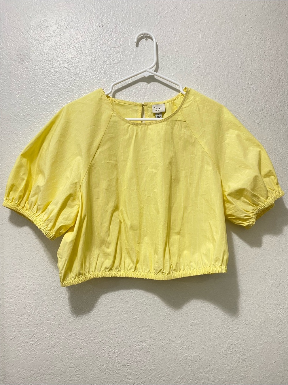 a new day Lemon Yellow Puff Sleeve Crop Top